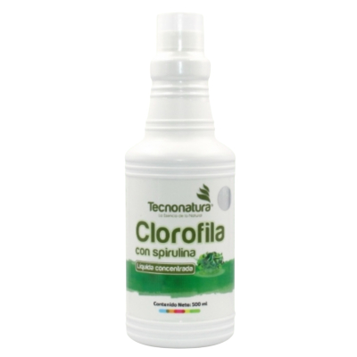 CLOROFILA CON SPIRULINA - Frasco de 500 ml
