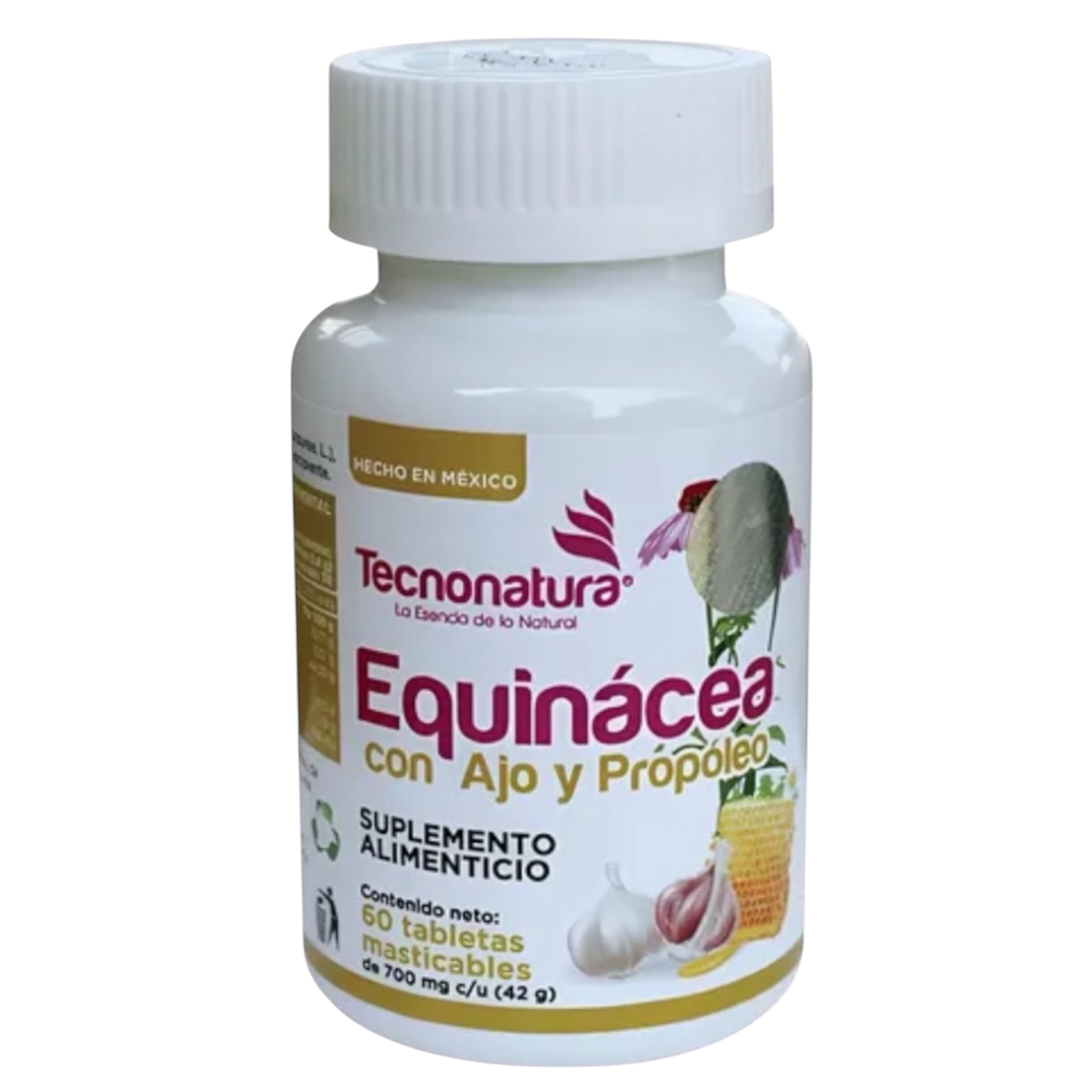 EQUINÁCEA CON AJO Y PROPOLEO - 60 Tabletas masticables de 700 mg